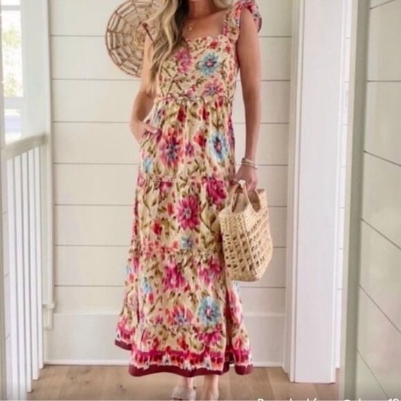 House of Harlow 1960 cotton printed tiered ruffle dress - Picture 3 of 9